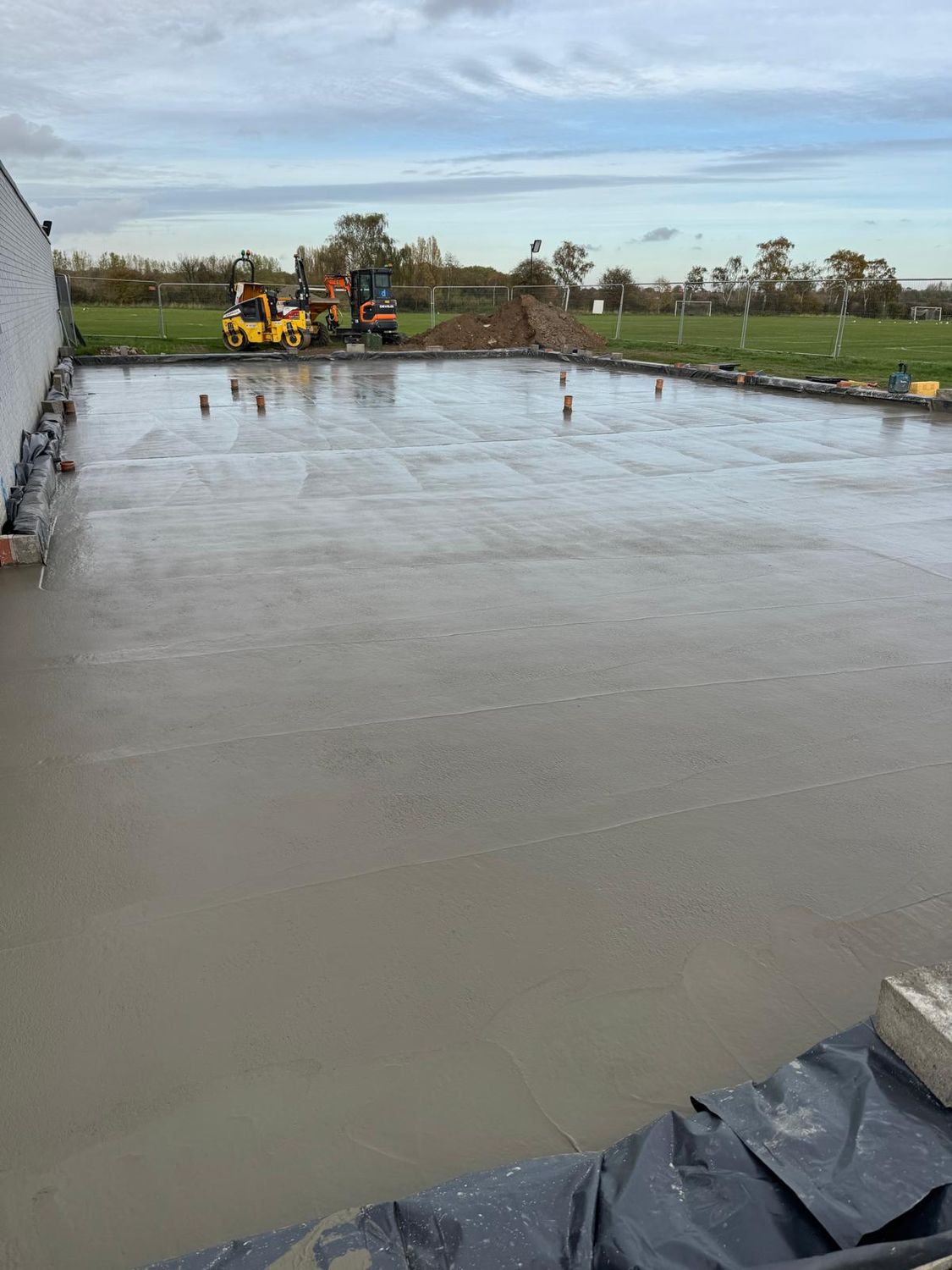Fresh concrete slab for a clubhouse